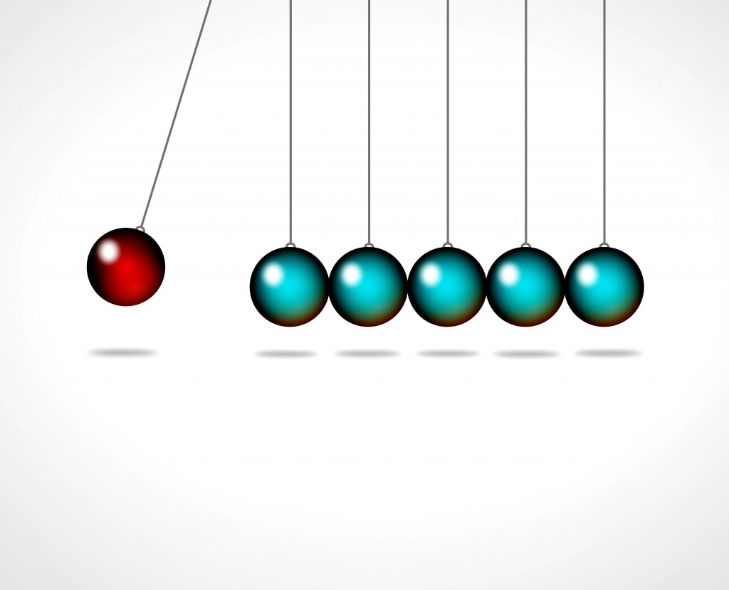 Action and reaction portrayed with Newton’s Cradle