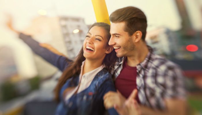 young couple on a ride