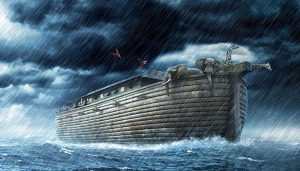 Noah's Ark sailing in isolation. 