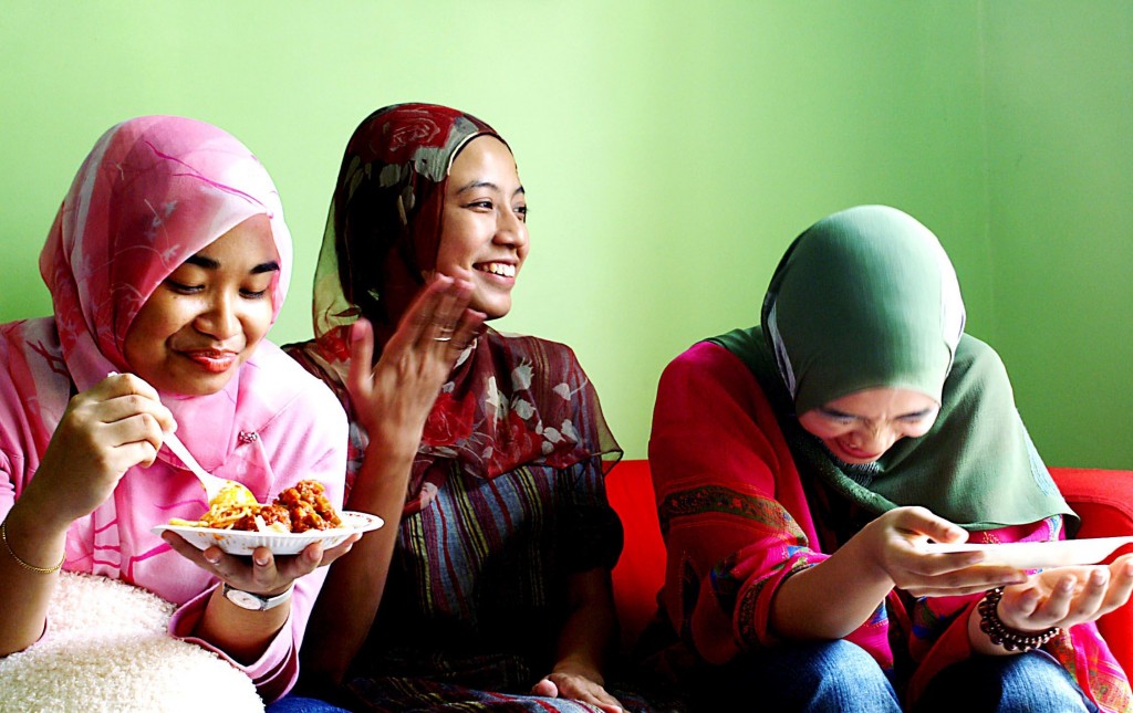 Three Muslim friends break their fast