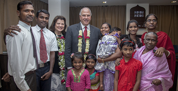 Ronald A. Rasband and Melanie Rasband visit the Latter-Day Saints in India. Image by Wendy Keeler, courtesy of Church News.