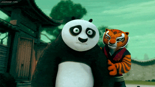 Tigress and Po in kung fu panda as the helpful sibling during the primary program