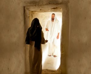 Jesus greets Mary after His resurrection
