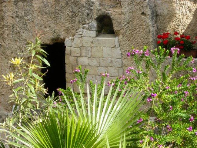 The doorway of an empty tomb after the resurrection of Jesus Christ