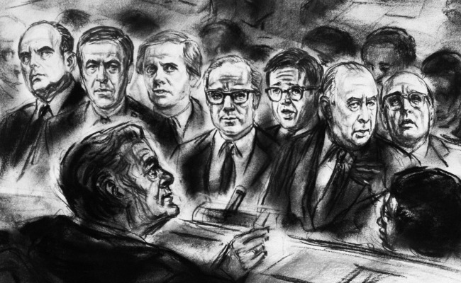 courtroom sketch Watergate trial