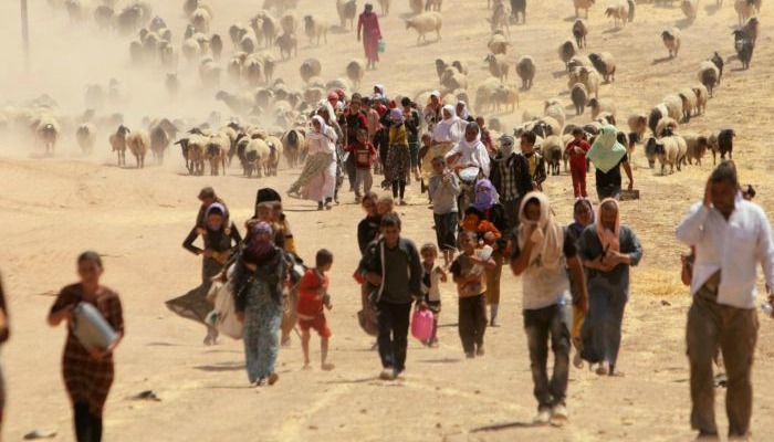 Refugees in desert