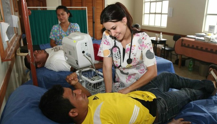 Nurse in LDS meetinghouse in Ecuador