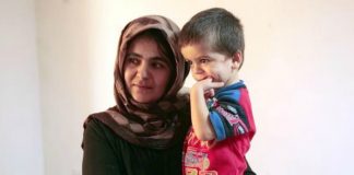 refugee mom and son