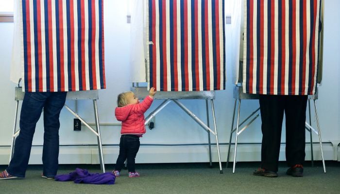 voting LDS Patriotic baby in voting booth