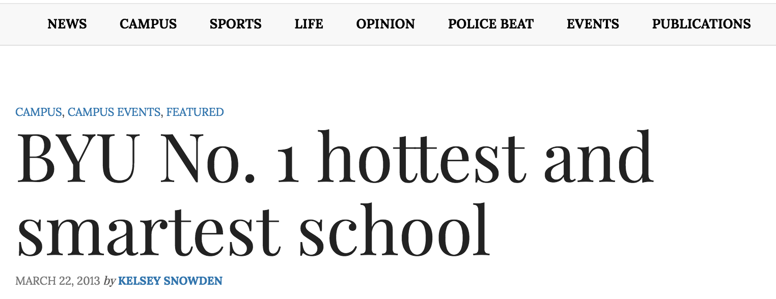 BYU No. 1 hottest and smartest school