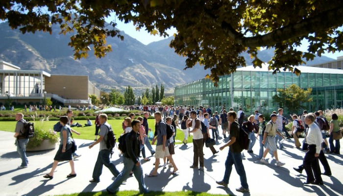 BYU students walking