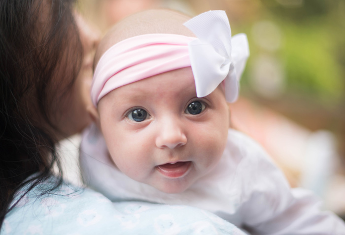 Baby girl with hair bow