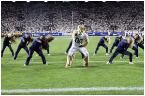 Cosmo dancing on football field