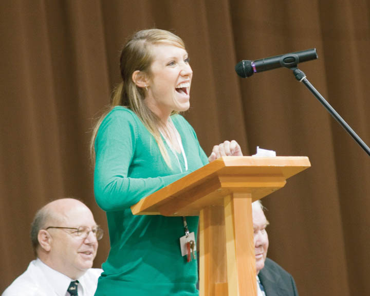 girl at pulpit