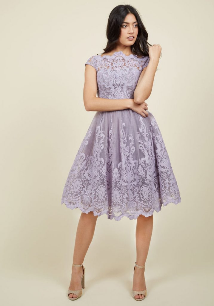 ModCloth: Chi Chi London Short Lilac Lace Dress on Model | Where to Find Modest Prom Dresses | Third Hour | Mormon Modest Prom Dresses | Modest Homecoming Dress