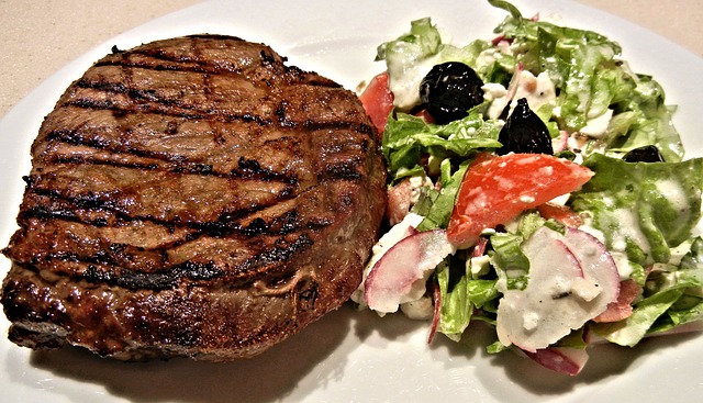 Grilled Beef Patty and dressed salad