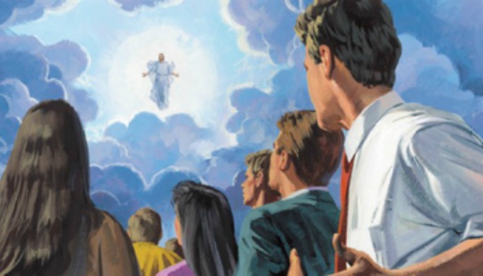 Christ descending from the sky during Second Coming