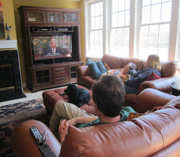 family watching general conference