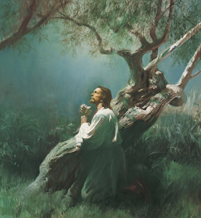 Jesus Christ Praying in humility in Gethsemane