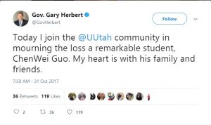 A twitter post from Gov. Gary Herbert is visible