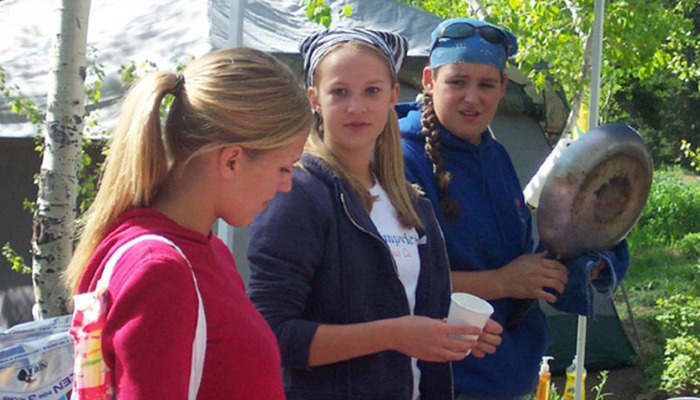 3 girls at an LDS Girl's Camp