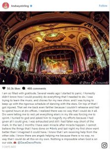 A picture of a grand stage with a crows is followed by Lindsey Sterling's full post. Click photo to be taken to Instagram