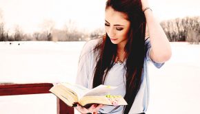 Girl reading the bible