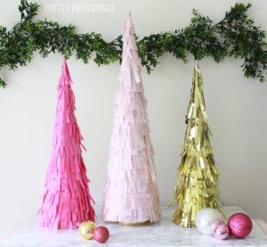 tissue paper fringe Christmas tree