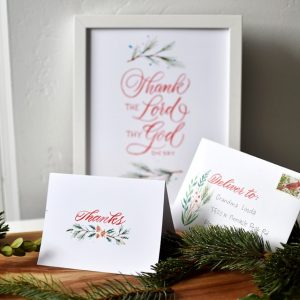 calligraphy Christmas Thank You cards