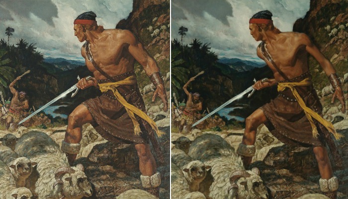 Side by side images of Ammon painting