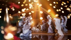 nativity and lights