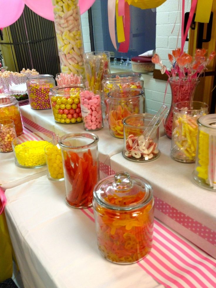 assorted candies in jars