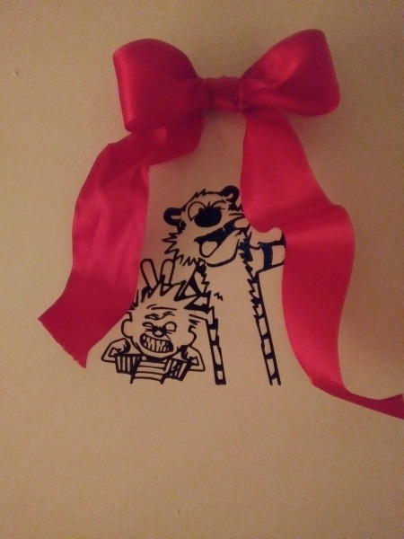 christmas ribbon with calvin and hobbes cartoon