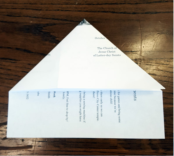 Ward Bulletins paper airplane step 2