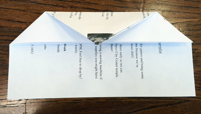 Ward Bulletins paper airplane step 3