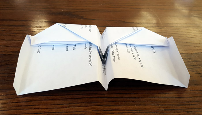 Ward Bulletins paper airplane step 6