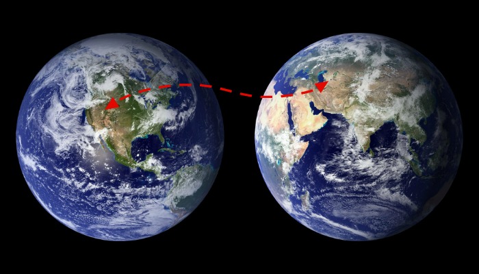 2 Globes with Red Arrow from Utah to Jeruselam | 5 “Coincidental” Similarities Between The Holy Land & Utah Valley | Dead Sea vs Great Salt Lake | Utah vs The Holy Land | Third Hour