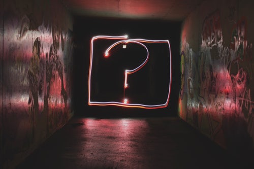 Question mark neon sign