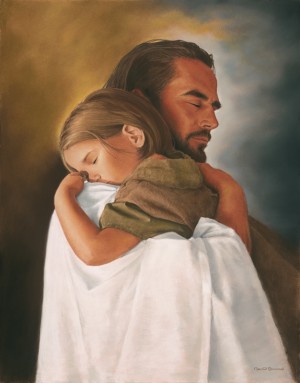 Christ hugging a girl