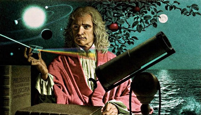 Isaac Newton prism telescope solar system