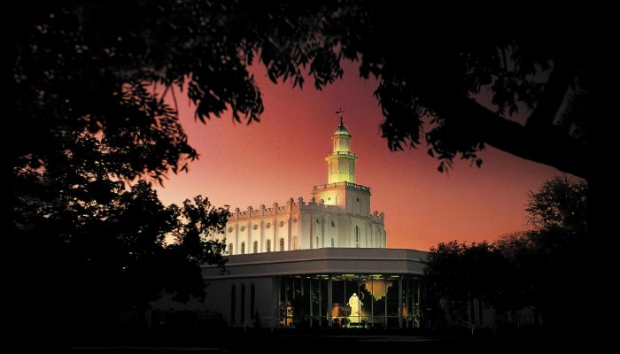 St George Utah LDS Temple Pink Sky