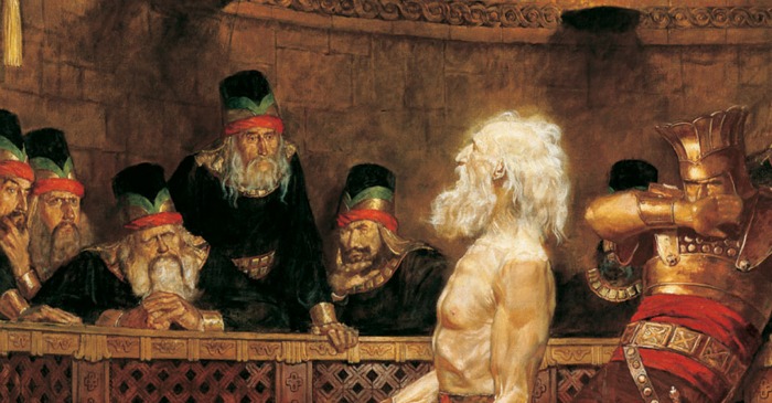 Abinadi testifies before Noah's priests