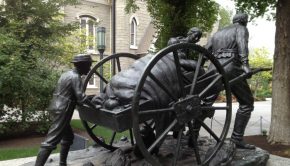 Handcart Pulled by Pioneer Statue | 8 Family-Friendly Ways to Celebrate Pioneer Day | Third Hour | Pioneer Games LDS | Pioneer Day Activities | Pioneer Crafts