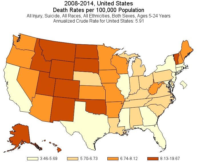 teen suicide heatmap