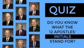 Quiz title with faces of apostles on it.