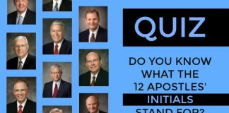 Quiz title with faces of apostles on it.