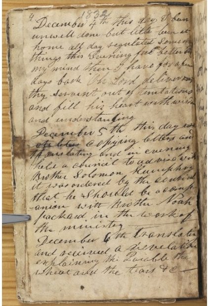 A page from Joseph Smith's personal journal