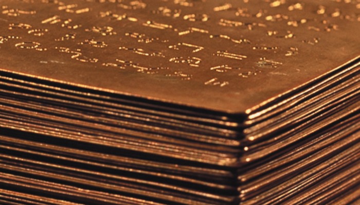 Close up image of golden plates