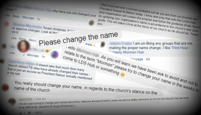 Comments from social media about the Church's name correction.