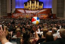 beach ball in Mormon general conference